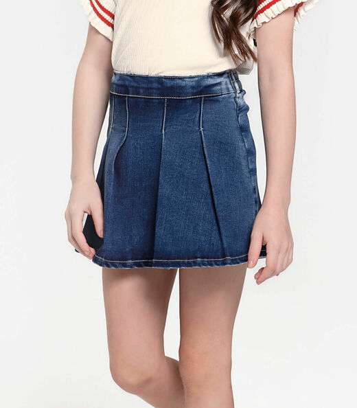 Conjunto Blusa Com Shorts Saia Jeans Trick Nick Bege