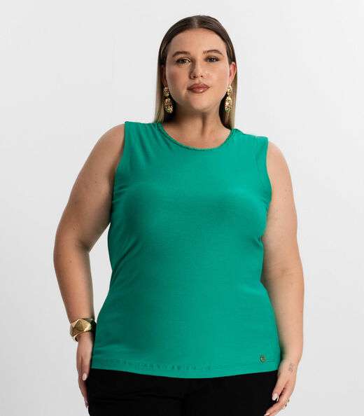 Regata Feminina Plus Size Secret Glam Verde
