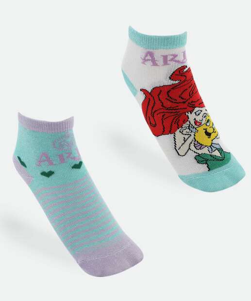 Image_Kit 2 Meias Infantil Soquete Estampa Ariel Disney Azul