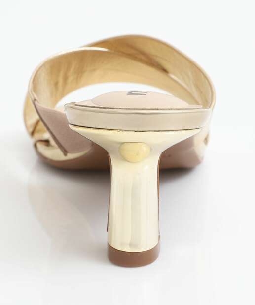 Tamanco Salto Fino Feminino Metalizado Moleca Dourado