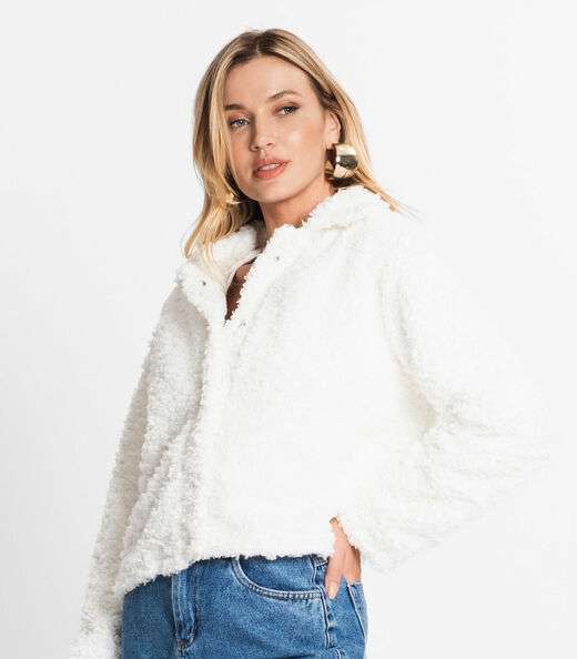 Casaco Teddy Alpaca Feminino Endless Off White