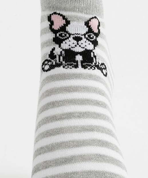 Kit 3 Pares Meias Soquete Feminina Estampadas Marisa