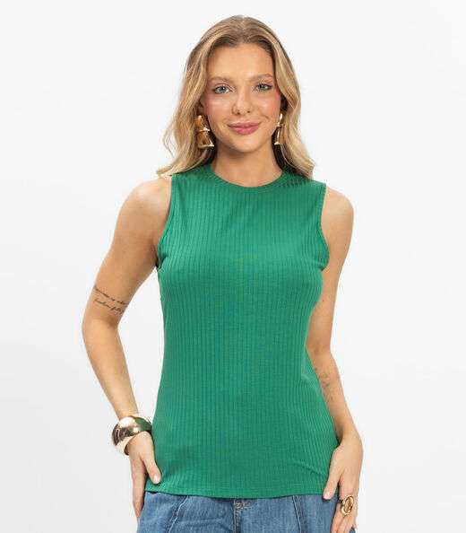 Regata Feminina Ribana Canelada Rovitex Verde