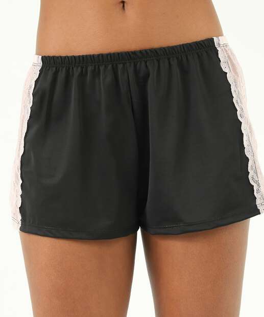 Pijama Feminino Recorte Renda Alças Finas Marisa Preto