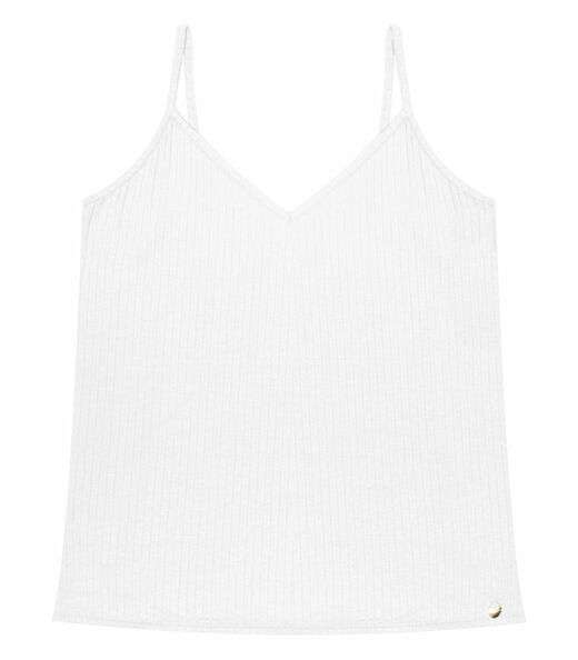 Blusa De Alça Feminina Ribana Canelada Rovitex Branco