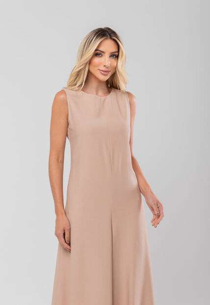 Macacão Regata Feminino Alfaiataria Pantalona Nude Salvatore Fashion