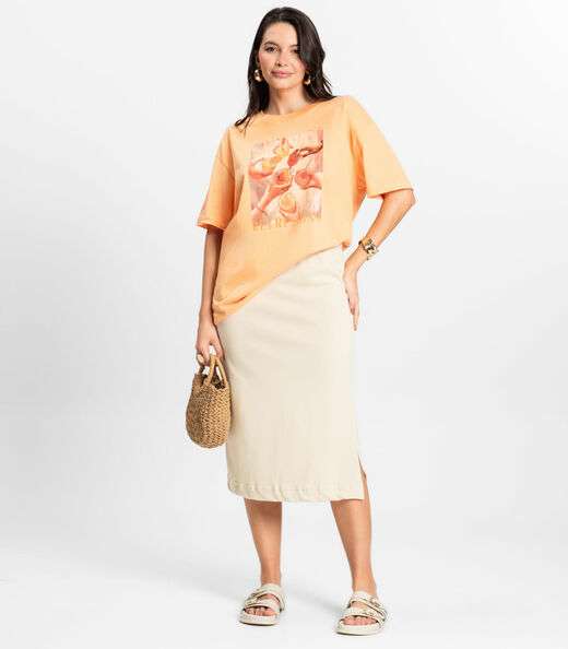 Camiseta Feminina em Meia Malha Rovitex Laranja