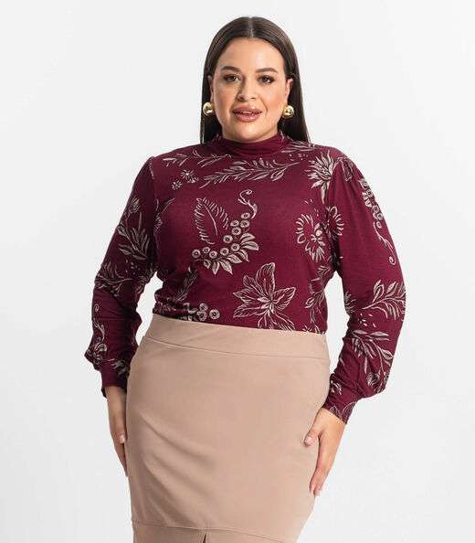 Image_Blusa Manga Longa Feminina Plus Size Secret Glam Vermelho