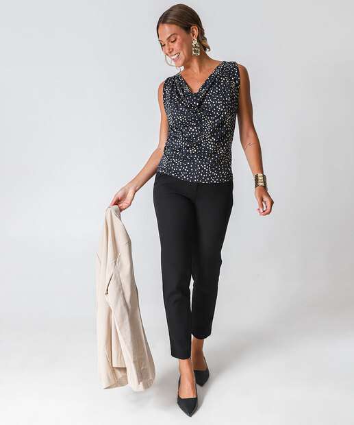 Blusa Feminina Degagê Estampa Poá Marisa Preto