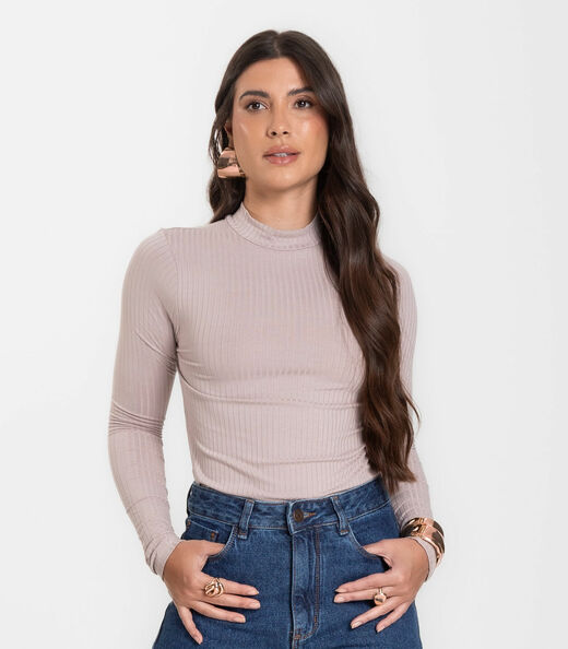 Image_Blusa Manga Longa Feminina Canelada Select Bege