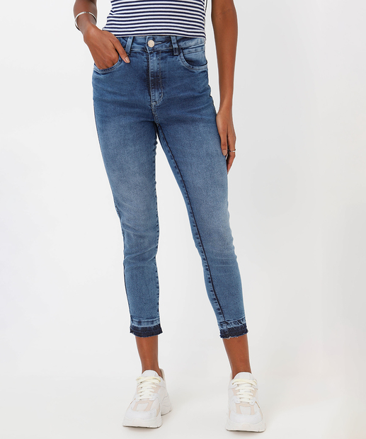 Calça Jeans Skinny Feminina Marmorizada Marisa Azul