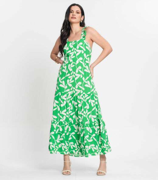 Vestido Feminino Longo Estampado Select Verde