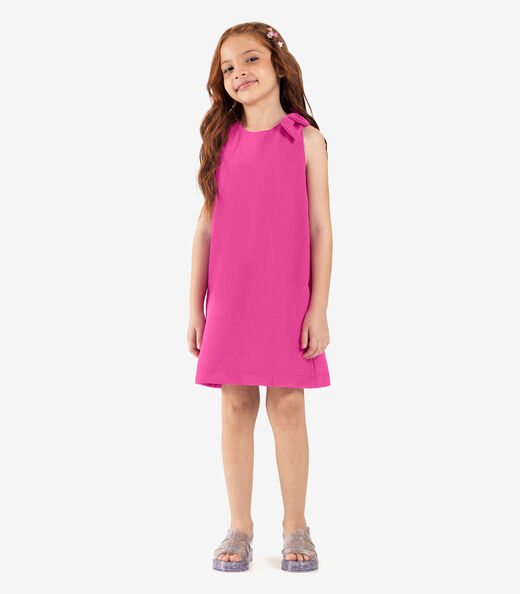 Vestido infantil em Crepe Light Rovi Kids Rosa