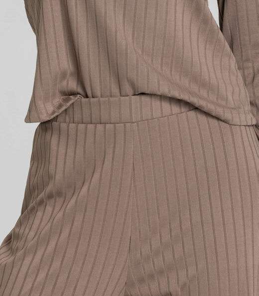 Conjunto Feminino Blusa E Calça Em Ribana Dianna Marrom