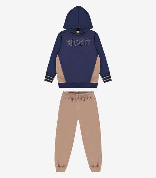 Conjunto Blusão Com Capuz E Calça Rovi Kids Azul