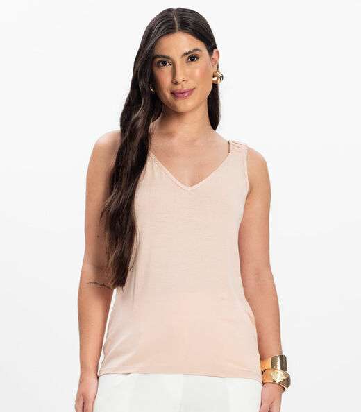 Regata Alça Franzida Feminino Rovitex Rosa