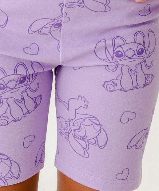 Bermuda Infantil Ciclista Stitch Disney Tam 4 a 10