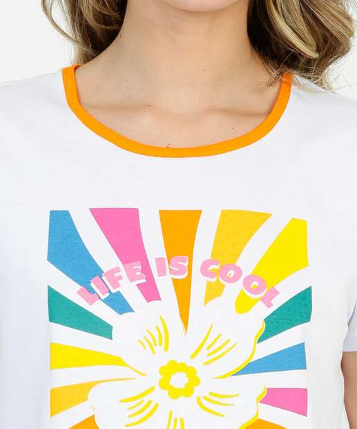 Blusa Feminina Estampa Frontal Manga Curta Marisa