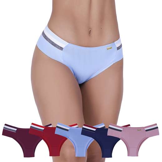 Image_Kit 5 Calcinhas Fashion Microfibra Concept Lingerie Multicolorido