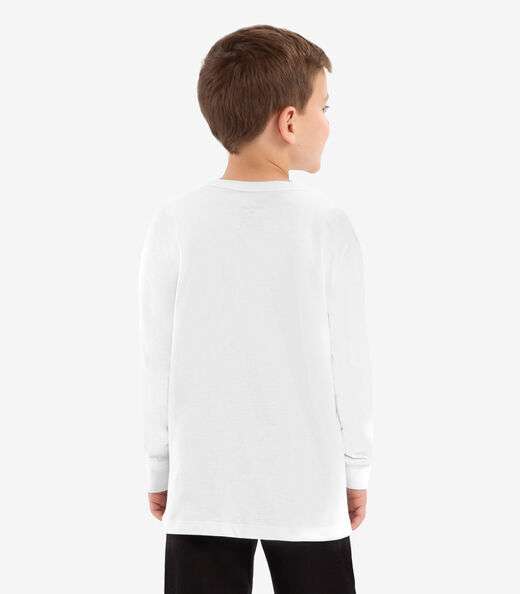 Camiseta Manga Longa Básica Rovitex Kids Branco