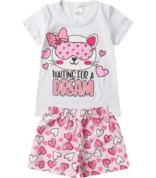 Pijama Infantil Menina Brilha no Escuro Kappes Branco