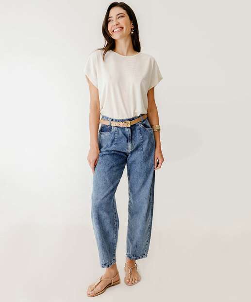 Blusa Feminina Brilho Lurex Manga Curta Marisa