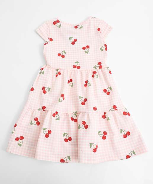 Vestido Infantil Estampa Cerejas Marisa Tam 1 a 3 Rosa