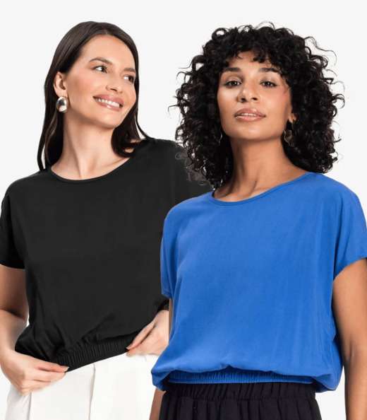 Image_Kit 2 Blusas Femininas Manga Curta Infinita Cor Sortidas