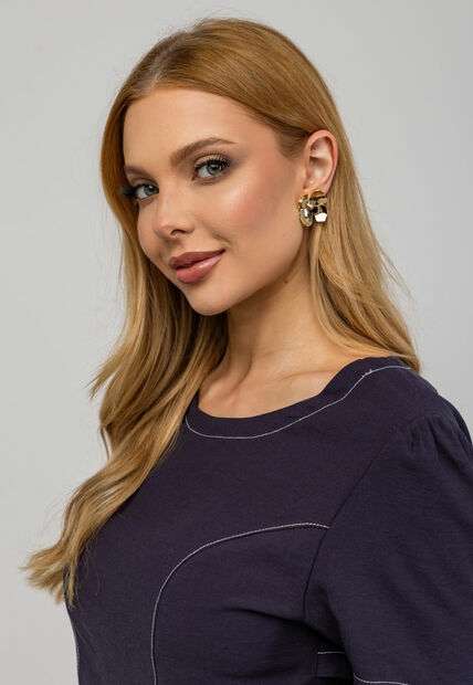 Blusa De Alfaiataria Decote Costas Azul Salvatore