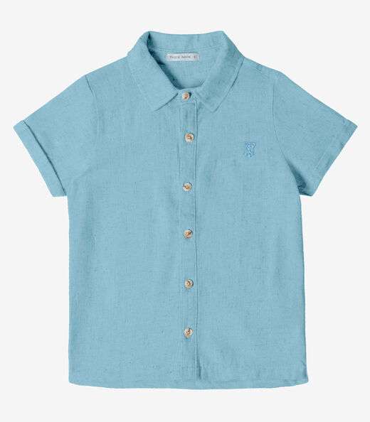 Camisa Infantil Masculina Com Botões Trick Nick Azul