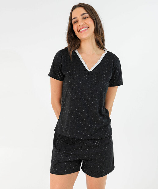 Image_Pijama Feminino Estampa Poá Marisa Preto