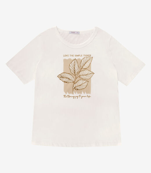 Camiseta Feminina Plus Size Secret Glam Bege