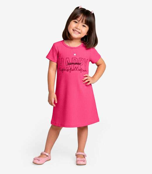 Image_Vestido Infantil Em Ribana Canelada Select Rosa