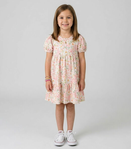 Vestido Infantil Com Franzido na Saia Select Rosa