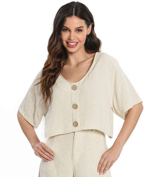 Camisa de Linho Feminina Endless Bege