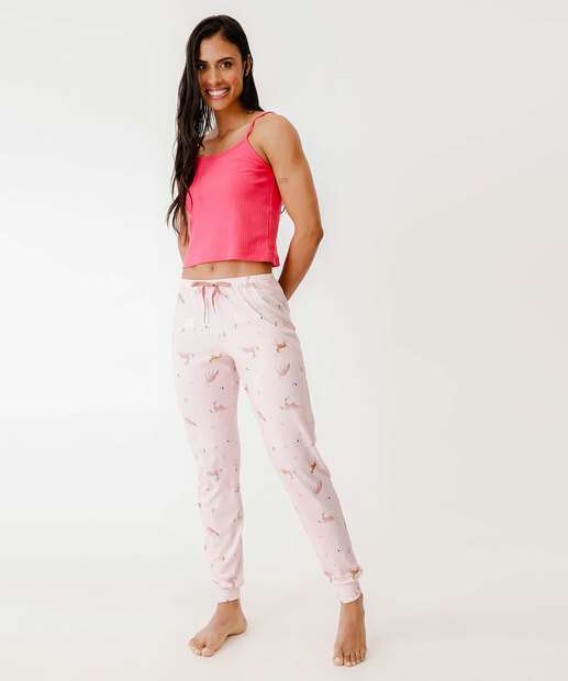 Calça Pijama Feminino Avulsa Marisa Rosa