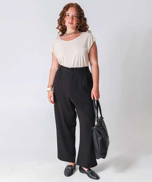 Blusa Plus Size Feminina Textura Marisa Bege