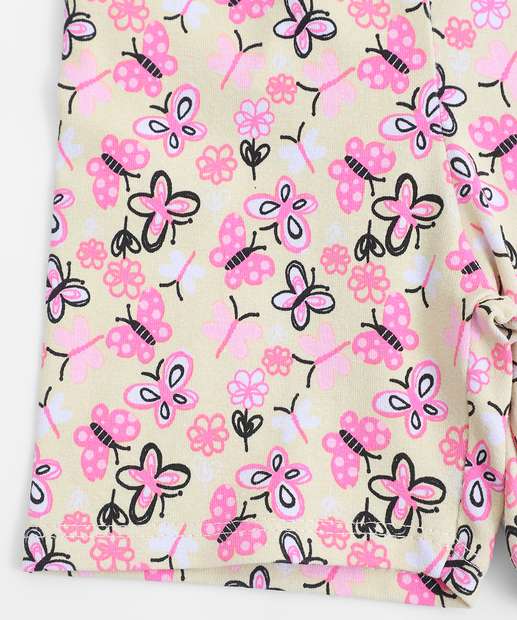 Bermuda Infantil Ciclista Borboletas Marisa Tam 1 a 3 Amarelo