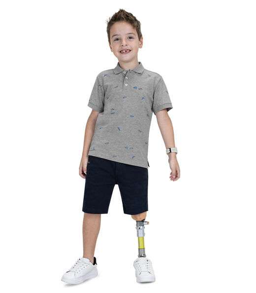 Camisa Polo Infantil Masculina Cotton Trick Nick Cinza