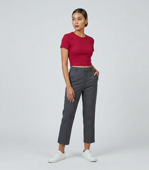 Blusa Feminina Canelada Gola Redonda Infinita Cor Vermelho