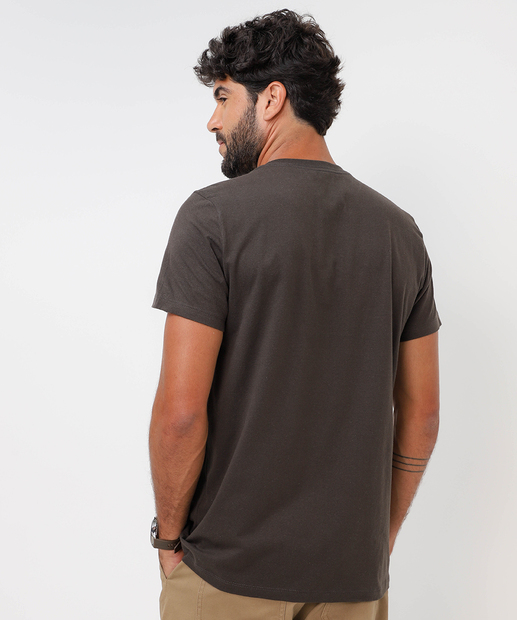 Camiseta Masculina Básica Manga Curta Marisa Marrom