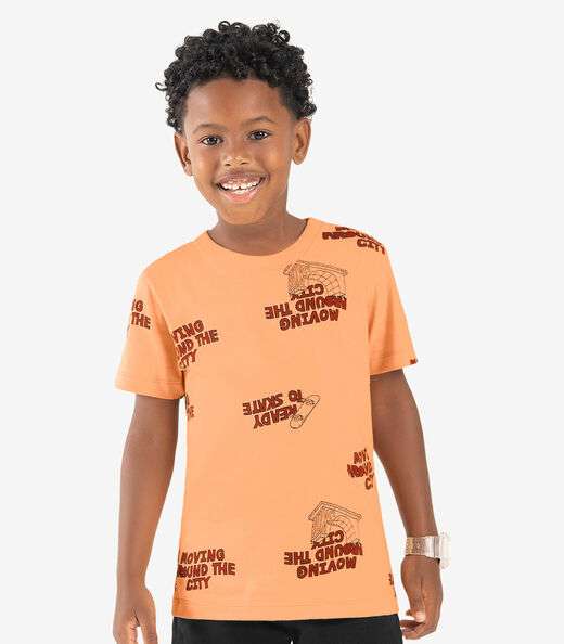 Conjunto Infantil Camiseta Com Bermuda Rovi kids Laranja