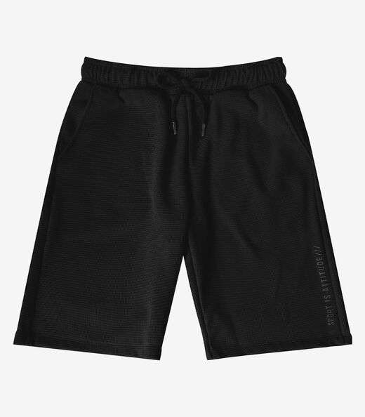 Bermuda Juvenil em Malhão Masculina Minty Preto