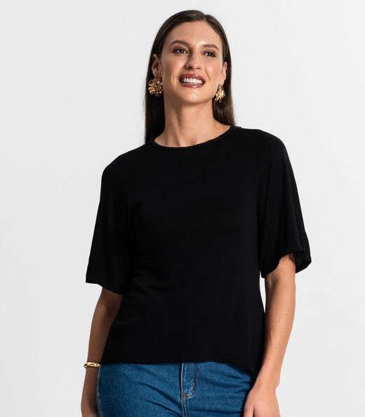Blusa Feminina Manga Curta Rovitex Preto