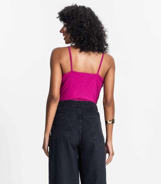 Blusa De Alça Feminina Ribana Canelada Rovitex Roxo