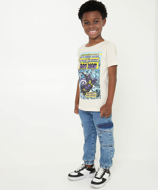 Camiseta Infantil Estampa Vingadores Marvel Tam 4 a 10 