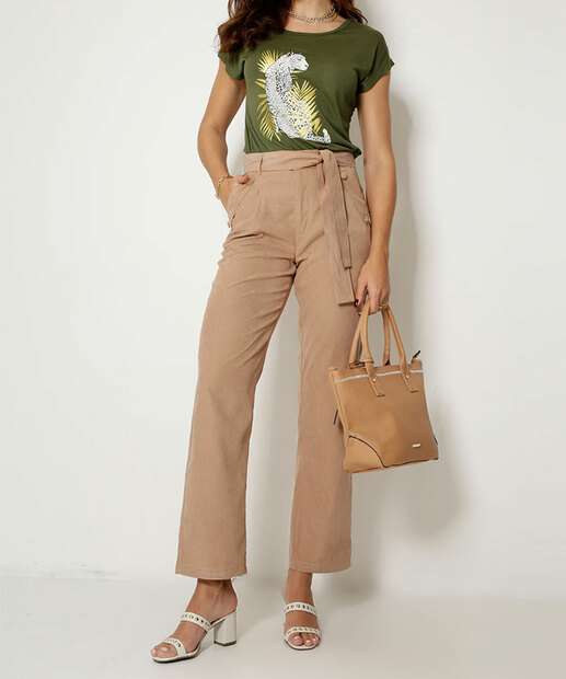 Blusa Feminina Animal Print Manga Curta Marisa