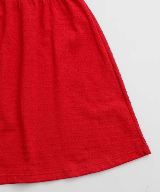  Vestido Infantil Textura Babado Marisa Tam 1 a 3 Vermelho