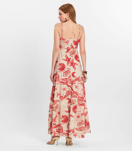 Vestido Longo Feminino em Meia Malha Endless Laranja