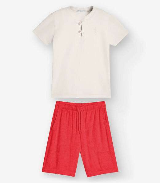 Image_Conjunto Camiseta com Bermuda Menino Trick Nick Bege